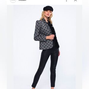 Chic Gray Polka Dot Blazer